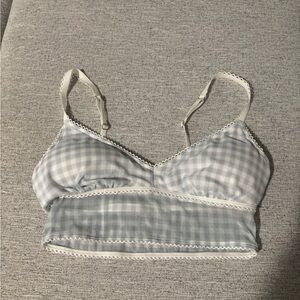 Hollister Blue and White Checkered Bra